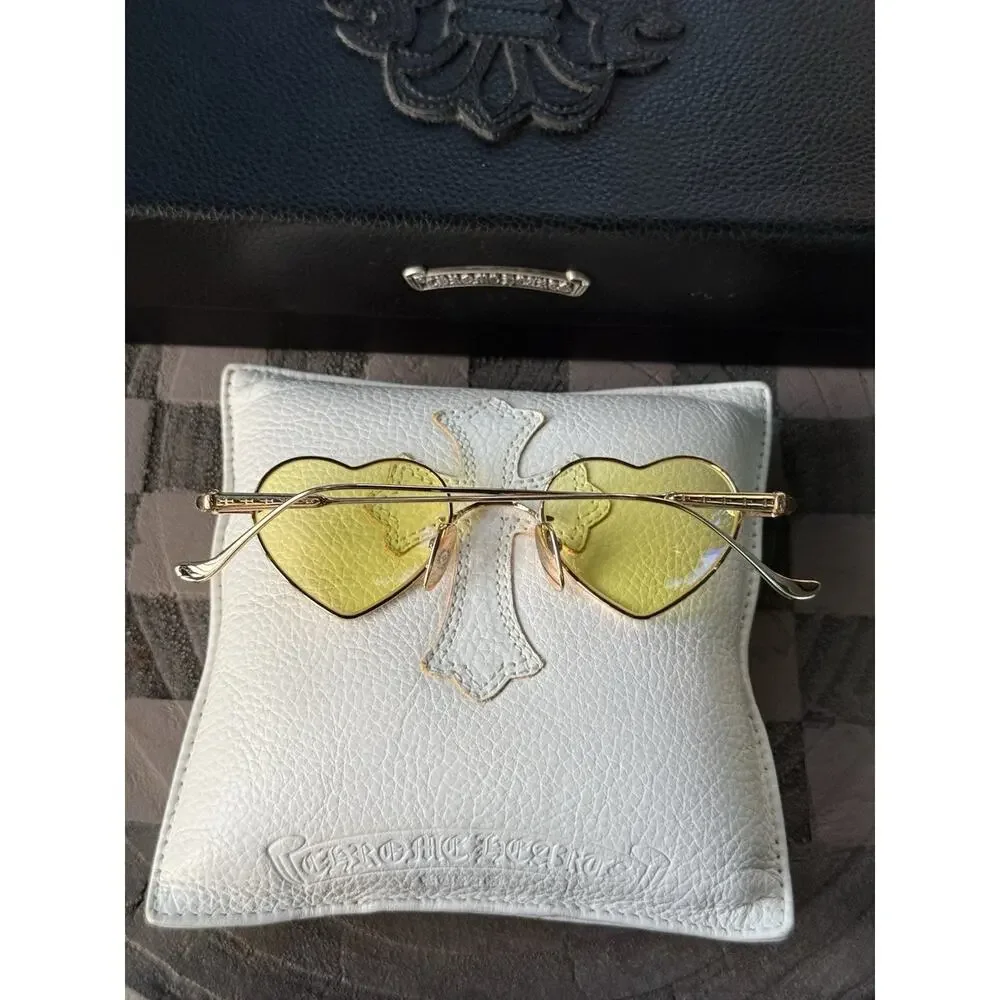 Chrome Hearts BEAN Heart Sunglasses Gold Plated Yellow Factory Lenses Rare 2018